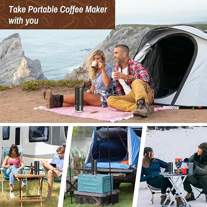 Portable Coffee Maker Espresso Machine Suitable for Coffee Powder Capsule Coffee Convenient for RV Camping Hiking Picnicking Office and Home Use