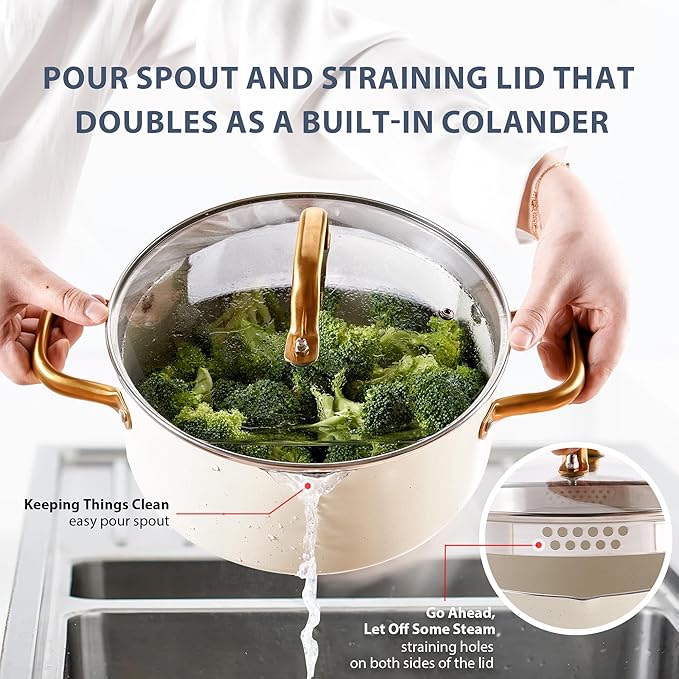 Pots and Pans Set Nonstick - Granite Cookware + Bakeware Set Kitchen Cookware Sets With Dutch Oven Frying Pans Saucepan Sauté Pan Silicone Utensils Cookie Sheet Baking Pan Set for Cooking Gifts
