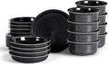 Stone Lain Slate 24-Piece Dinnerware Set Stoneware Plates and Bowls Set Dishwasher and Microwave Safe Dish Set for 8 Black
