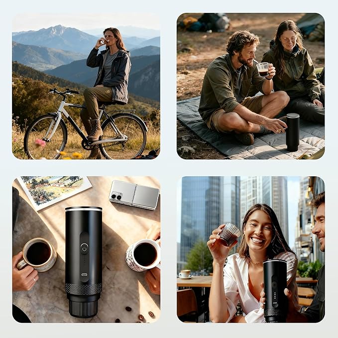 Portable Electric Espresso Machine Travel Coffee Maker for Camping Car Coffee Maker Self-Heating With Ground Coffee