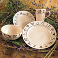 Black Forest Decor Cattle Branded Dinnerware Set - Rustic 16-Piece Stoneware for Ranch &amp Western Dining