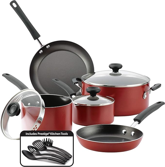 Farberware 22064 Easy Clean Aluminum Nonstick Cookware Set 12 Piece