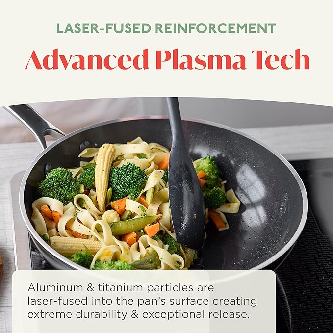 Orfeo 11” Nonstick Frying Pan Made in Italy Diamond Ceramic PFAS-Free Cookware Induction Ready Scratch Resistant Laser-Fused Surface for Durability Dishwasher Safe Black