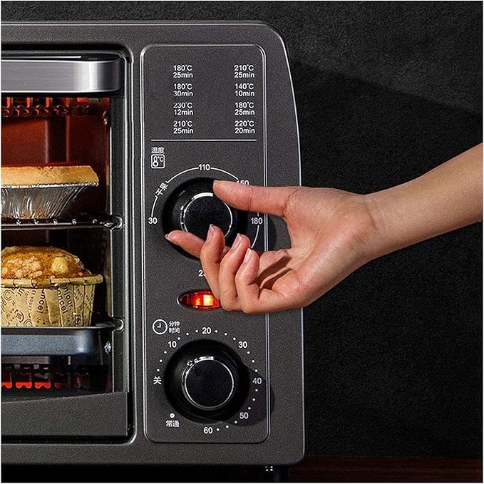Convection Countertop Toaster Oven bake fry meals desserts grill rack baking pan Digital display non-stick interior Matte Black
