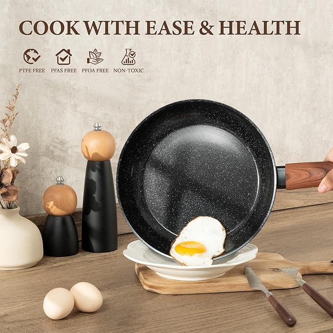 26Pcs Pots and Pans Nonstick Ceramic Cookware Set Nontoxic Kitchen Cooking Set with Steamers Utensils Induction Compatible PFAS/PFOA Free Oven and Dishwasher Safe Black