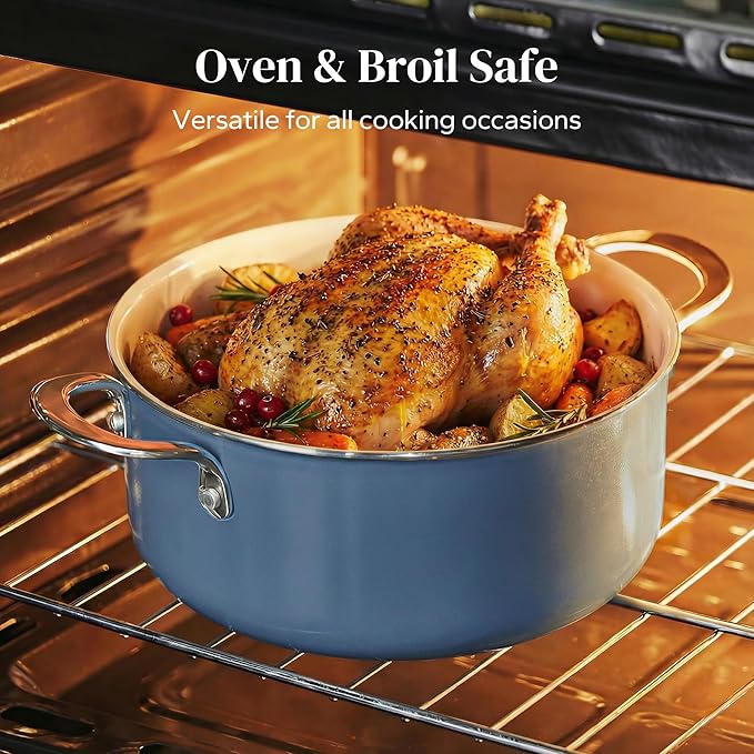 Redchef Non-stick Stock Pots Set 5QT Sauce Pan with Lids(2.5QT 3.5QT) Multifunctiona Kitchen Cookware Sets Non Toxic with Stay Cool Handle PTFE &amp PFAS &amp PFOA Free Dishwasher/Oven Safe (Bl