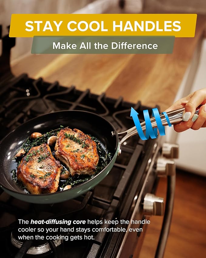 Nuwave Lux 13-Piece Premium Cookware Collection Healthy G10 Duralon Blue Ceramic Nonstick Ultra Durable PFAS-Free Lightweight &amp Works on All Cooktops