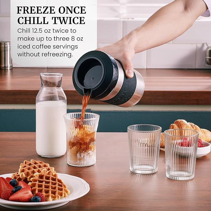 The Original but NEW Stainless-Steel HyperChiller HC2SS Patented Iced Coffee/Beverage Cooler Ready in One Minute Reusable for Iced Tea Wine Spirits Alcohol Juice 12.5 oz Stainless Steel
