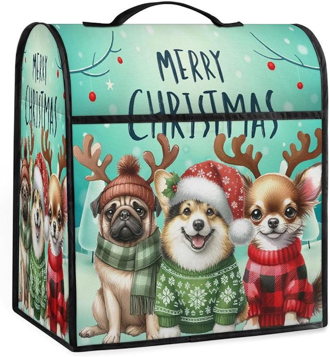 cfpolar Kitchen Aid Mixer Cover Compatible with 6-8 Quarts Christmas Hat Animal Dog Elk Stand Mixer Cover Kitchen Aid Mixers Accessories Appliance Organizer Bag Dust Covers with Zipper Pocket