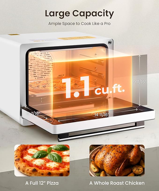 FOTILE HYZK32-E3 ChefCubii 1.1 cu. ft. 4-in-1 Steam-Combi Oven with Steam-Bake Air Fry Convection Dehydrator Functions and 50 Preset MenusWhite