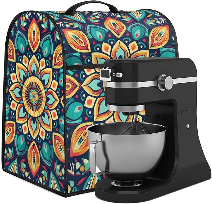 cfpolar Kitchen Aid Mixer Cover Compatible with 6-8 Quarts Mandala Colorful Flower Boho Stand Mixer Cover Kitchen Aid Mixers Accessories Appliance Organizer Bag Dust Covers with Zipper Pocket