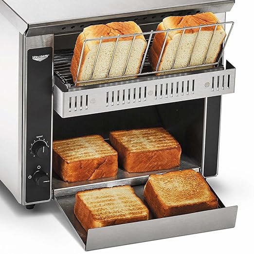 Vollrath CT2H-120250 Horizontal Conveyor Toaster Stainless Steel 120V 10.5 Wide Conveyor 250 Slices/Hour Capacity Variable-Speed Control Quartz Heating 2.5 Product Opening