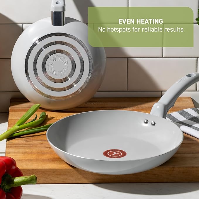 T-Fal Refresh Ceramic Nonstick Cookware Set 20-Piece Oven Safe to 350°F Stockpot Ceramic Pots and Pans Set Frying Pans Griddle Utensils Mint Green