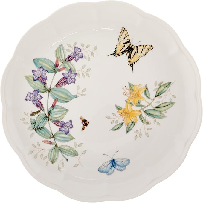 Lenox Dinnerware Set Butterfly Meadow 18-Piece Set Service For 6 White Porcelain Butterfly And Flower Designs Plates And Bowls Sets Dishwasher Safe Home &amp Kitchen (18 Pieces Assorted)