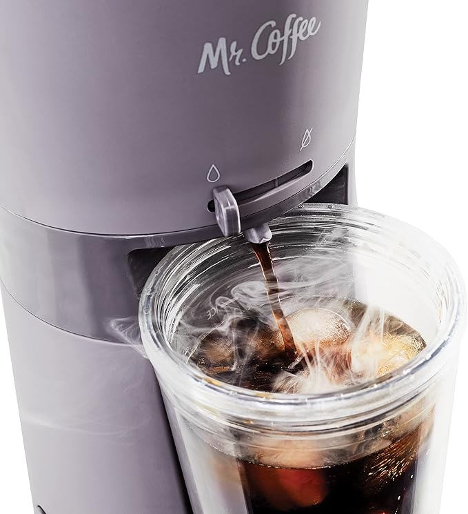 Mr. Coffee Iced Coffee Maker Single Serve Machine with 22-Ounce Tumbler and Reusable Coffee Filter Lavender