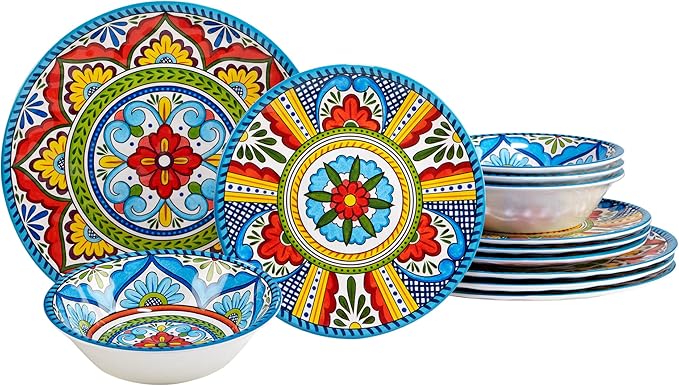 Certified International Seville 12 Piece Melamine Dinnerware Set Service For 4