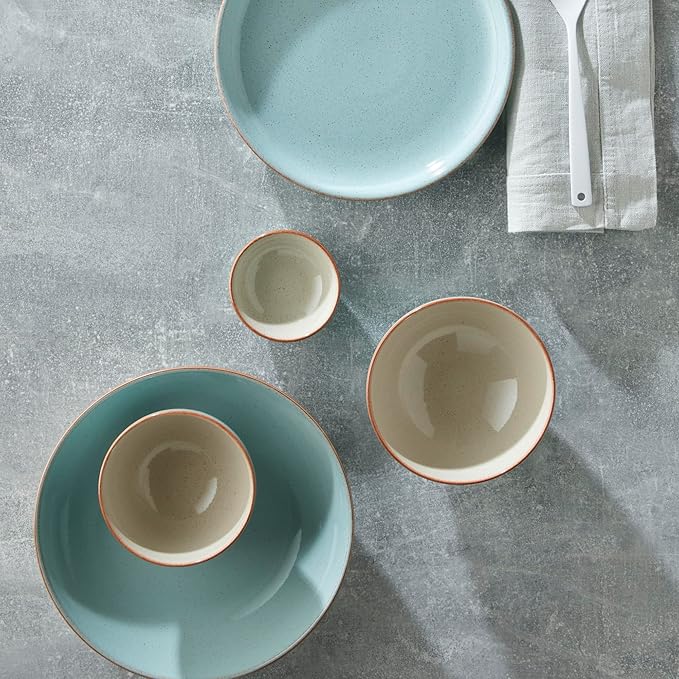 Denby - Heritage Pavilion Pasta Bowls Set of 4 - Everyday Pasta Bowls - Contemporary Design - Dishwasher &amp Microwave Safe Ceramic Stoneware Tableware - Scratch Resistant