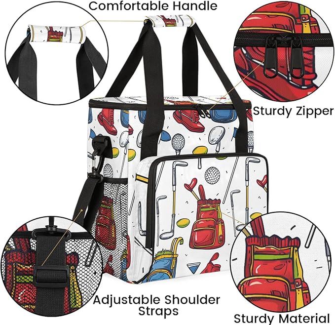 Golf Coffee Maker Carring Bag Large Insulated Storage Organizer Case Tote Bags with Shoulder Strap for Travel Work Picnic