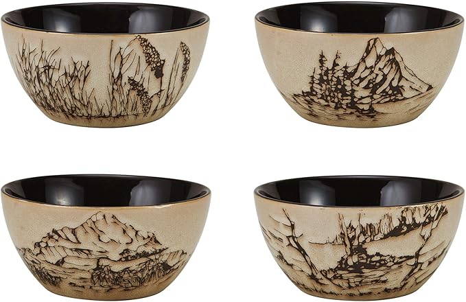 Mossy Oak Animal Print 16 Piece Dinnerware Set Service for 4 Black and Beige