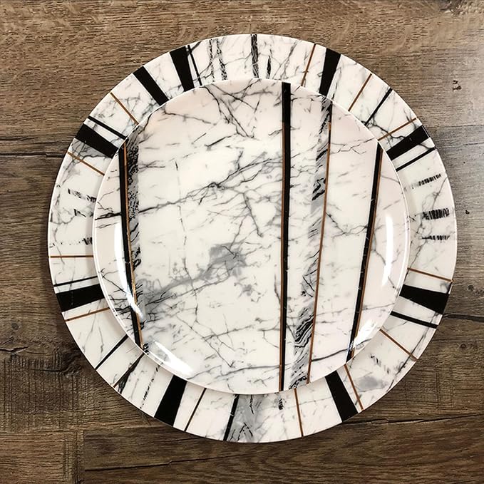 European Style Dinnerware Set Service for 4 Bone China Dinnerware Sets Unbreakable Porcelain Dinner Sets Coffee Cup and Saucer Tableware Set Steak Dinner Plates Dish Set Marbling-06
