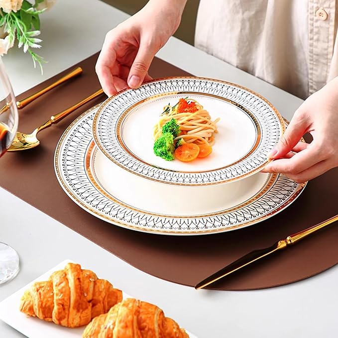 gold trim dinnerware set service for 6 24 pieces bone china dishes set elegant plate sets for wedding hotel and business banquet