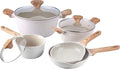 Country Kitchen Non-Stick Cast Aluminum Cookware Set - Durable Kitchen Cookware for Everyday Cooking Speckled Cream 8 Pc.