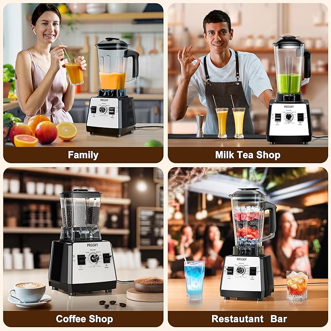 Blenders for Kitchen Smoothie Blender 2400W/1000W Prasky Blender &amp Grinder Combo 25000 RPM High Speed 68oz BPA-Free Food Processor Countertop Blender for Smoothies Shakes &amp Food (White