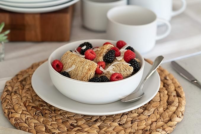 10 Strawberry Street Wazee Matte Coupe Dinnerware Pack of 16 White