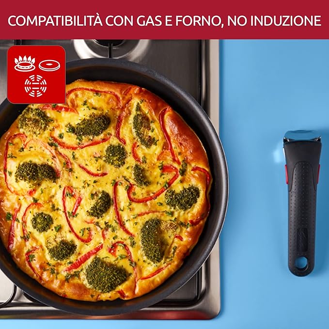 Lagostina Ingenio Essential Plus Non-Stick Aluminium Cookware and Pan Set for Gas and Oven 3 Pieces Frying Pans Ø 24 and 28 cm and Removable Handle