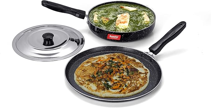 Sumeet NonStick Sparkle Induction Cookware Set of 2 Pcs (Tawa - 26.5Cm Fry Pan - 22Cm - 1.3Ltr)