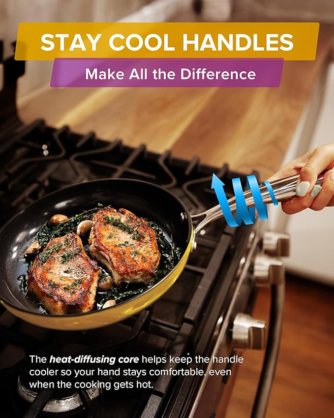 Nuwave Lux 13-Piece Premium Cookware Collection Healthy G10 Duralon Blue Ceramic Nonstick Ultra Durable PFAS-Free Lightweight &amp Works on All Cooktops
