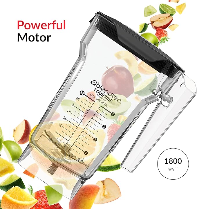 Blendtec Connoisseur 825 SpaceSaver - Commercial-Grade Blender - FourSide Jar with Vented Gripper Lid - Black