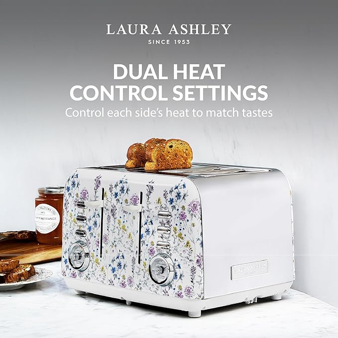 VQ Laura Ashley Stainless Steel 4 Slice Toaster Wild Meadow