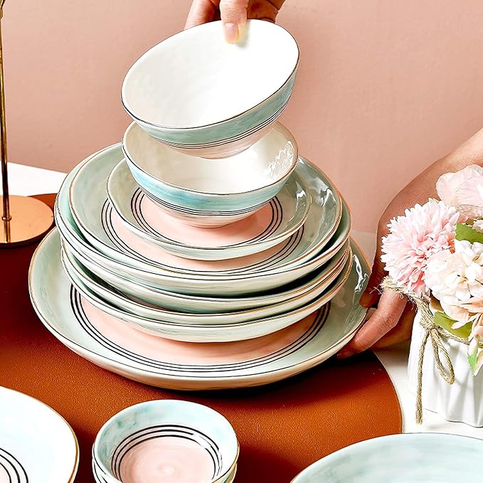 Dinnerware SetCeramics Dinner Sets 43 Pieces Nordic Style Light Luxury Porcelain Dinnerware SetPhnom Penh Cereal Bowl and Steak Plate for Wedding Housewarmi