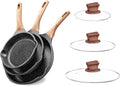 YIIFEEO Non Stick Frying Pan Set with Lids Granite Skillet Set Egg Omelette Pans for Cooking Pan Set No Toxic Kitchen Cookware Set Compatible with All Stovetops (Gas &amp Induction) PFOA Free Gi