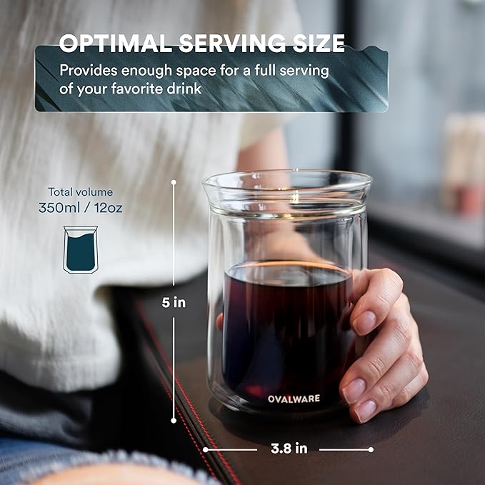 Airtight Cold Brew Iced Coffee Maker 1.0L with Double Wall Single Lip Insulated Glass Cup