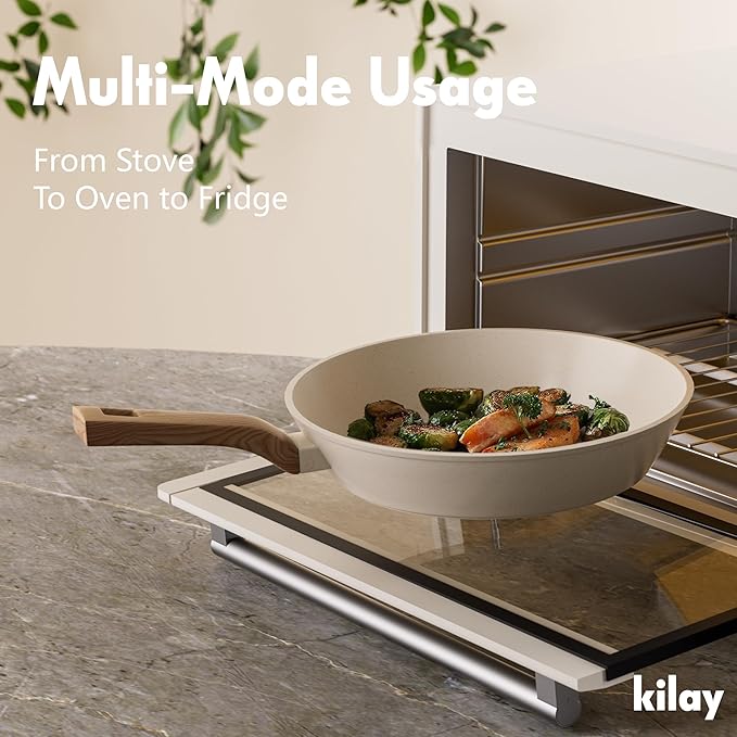 KILAY 23 Pcs Pots and Pans Set Nonstick Cookware Sets White Granite Induction Kitchen Cooking Set with Frying Pans &amp Saucepans