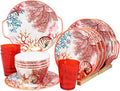 Melamine Dinnerware Set for 4-16 Pcs:Camping Dishes Set with Dinner PlatesSalad PlatesCups and Bowls.Lightweight and Unbreakable.Indoor and Outdoor Use.