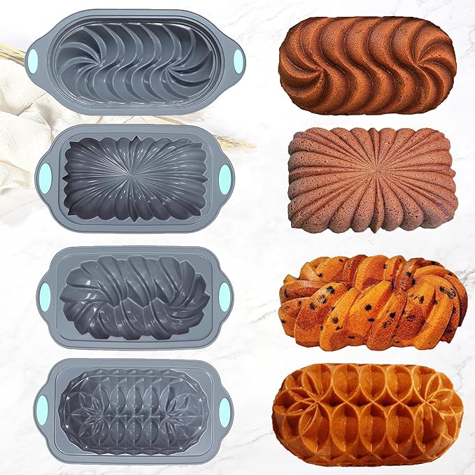 Tongjude 4 Piece Silicone Loaf Pan for Baking Non-Stick Kitchen Oven Bread Pan Perfect for Banana Bread Sandwich Pound Cake and Meatloaf 6 Cups Grey