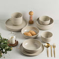 MissYIP Melamine Dinnerware Sets 12pcs Service for 4 Unbreakable Reusable Kitchen Dinnerware Set Outdoor Camping Dishes BAP free Dishwasher SafeNot oven-safe or microwavable(CharlestonGray)