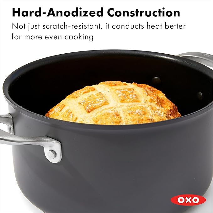 OXO Enhanced 10 Piece Cookware Pots &amp Pans Set PFAS-Free Ceramic Nonstick Durable Hard Anodized Cookware Scratch Resistant Stainless Steel Handle Good Grips Dishwasher &amp Oven Safe Black