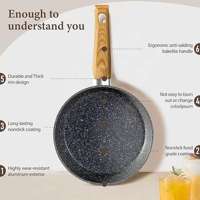 Kitchen Academy 12-Piece Induction Cookware Set - Gray Granite Nonstick Pots and Pans for Effortless Cooking