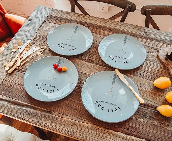 Star Trek: The Original Series NCC-1701 Series 8-Piece Ceramic Dinnerware Set | Includes Salad Plates Bowls