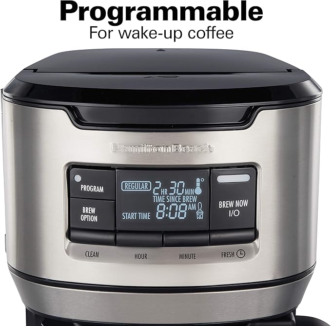 Hamilton Beach Programmable Front-Fill Coffee Maker with Thermal Carafe (46391) 12 Cup Capacity Black and Stainless