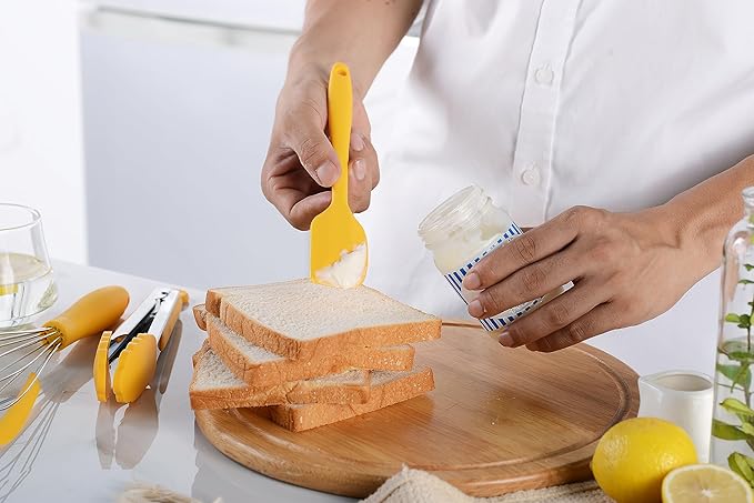 11Pcs Silicone Cooking Utensils Set - Heat Resistant Kitchen Tools Spatula Turner Tongs Spoon Whisk BPA Free Dishwasher Safe Nonstick Cookware Utensils (Yellow)