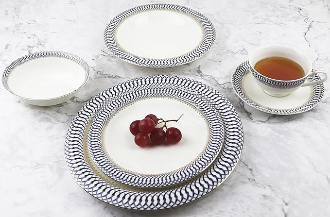 57Piece Dinnerware Set-Bone China Service For 8 People-Sapphire