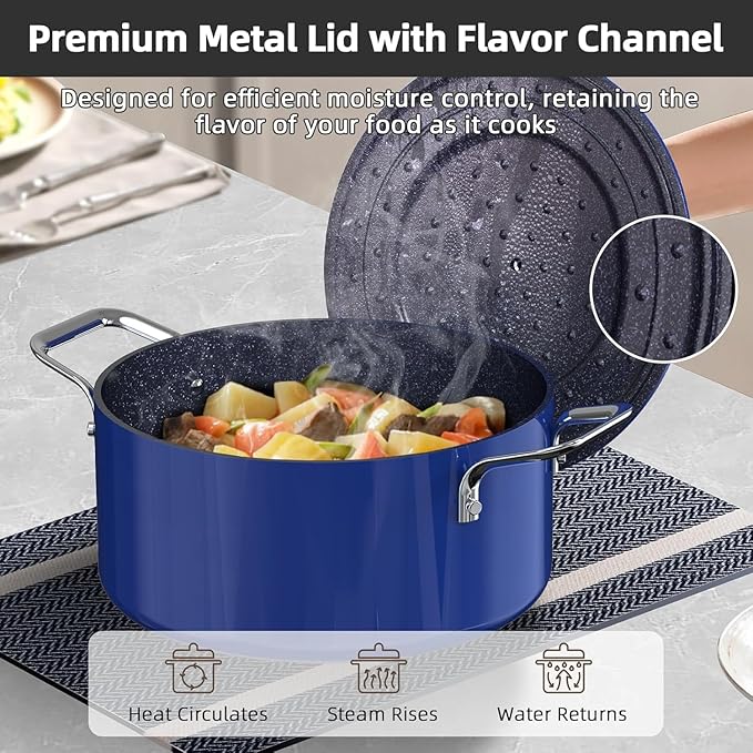 Nuwave Lux 13pc Forged Lightweight Cookware Set PFAS Free Healthy G10 Duralon Ceramic Coating Ultra Non-Stick Stay-Cool Handles Works on All Cooktops &amp Induction Ready