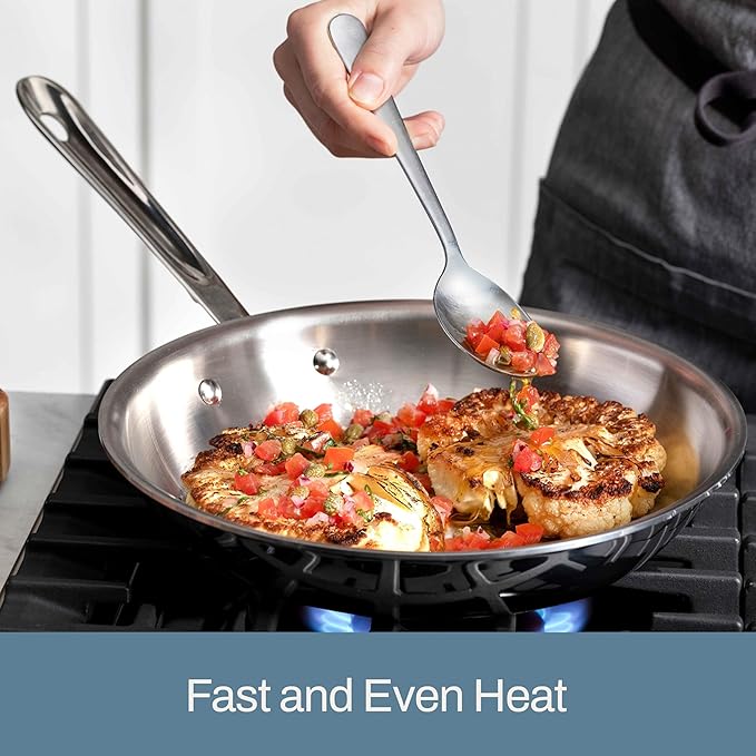 All-Clad D3® Stainless Steel 12 inch Frying Pan With Lid- Made in the USA- The Original Bonded Professional Cookware- Oven Safe &amp Induction Compatible