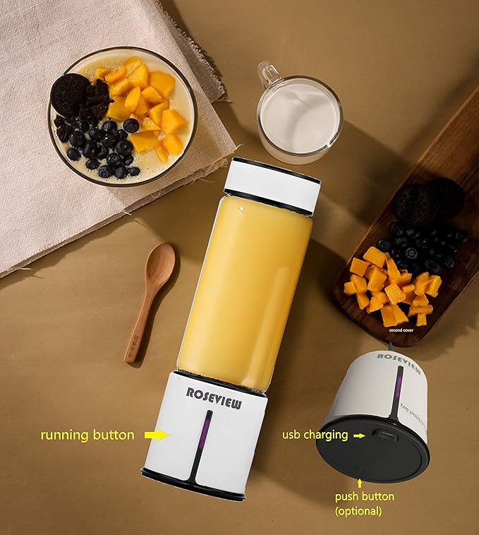Portable Smoothie blender Glass bottle Mini USB rechargeable 2 battery Handheld Shakes blend Cup USB juicer Cordless Personal smoothies maker mixer