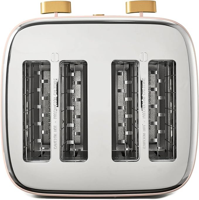 4 Slice Toaster with Touch Control Panel 1800W Fast Heating 7 Toast Shade Levels Extra Wide Slots for Bagels Removable Crumb Tray (Rose)